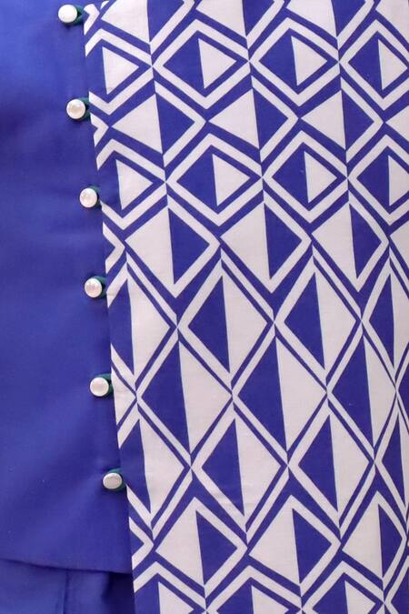 Shop_Lil Drama_Blue Cotton Shor Gul Printed Nehru Jacket _Online_at_Aza_Fashions