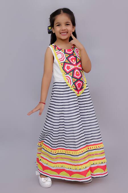 Buy_Lil Drama_Multi Color Cotton Mirrors, Lace, Tassels Shor Gul Printed Jumpsuit _Online_at_Aza_Fashions