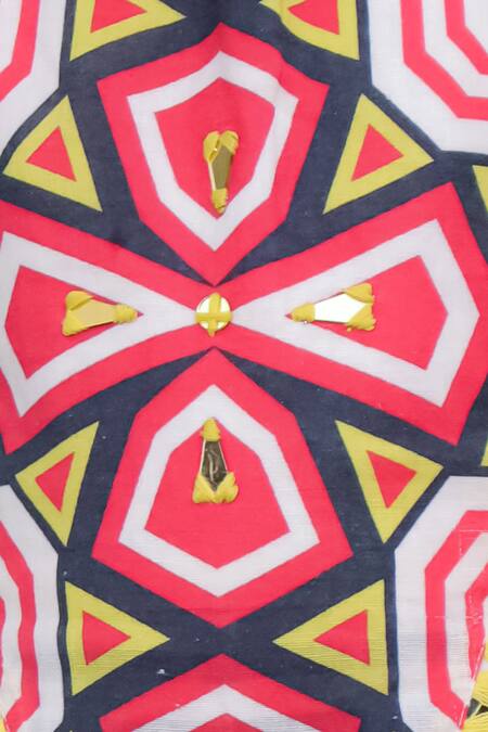 Shop_Lil Drama_Multi Color Cotton Mirrors, Lace, Tassels Shor Gul Printed Jumpsuit _Online_at_Aza_Fashions