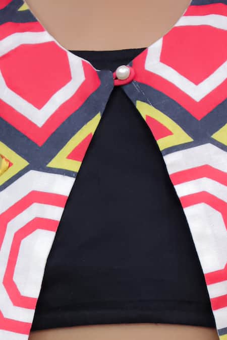 Buy_Lil Drama_Multi Color Cotton Mirrors, Tassels, Fringe Shor Gul Printed Jacket Pant Set _Online_at_Aza_Fashions