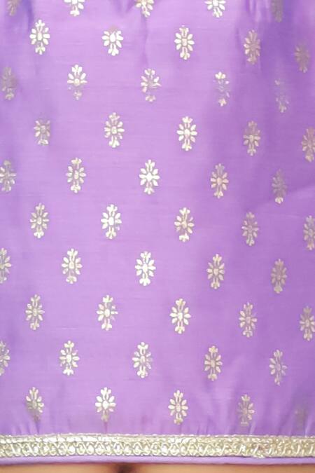 Lil Drama_Purple Chanderi Foil Printing, Zari Mishti Printed Lehenga Set _Online_at_Aza_Fashions