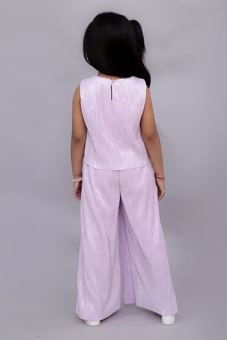 Shop Lil Drama Pink Polyester Fabric Flowers Glam Up 3d Floral Top And Pant Set at Aza Fashions Shop_Lil Drama_Pink Polyester Fabric Flowers Glam Up 3d Floral Top And Pant Set _at_Aza_Fashions