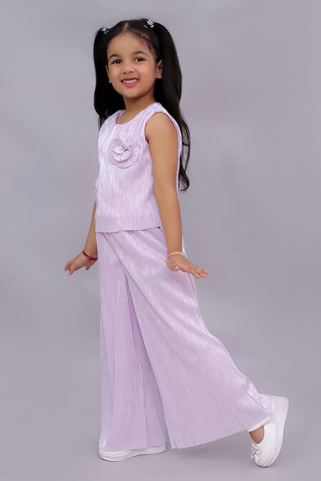 Buy Lil Drama Pink Polyester Fabric Flowers Glam Up 3d Floral Top And Pant Set Online at Aza Fashions Buy_Lil Drama_Pink Polyester Fabric Flowers Glam Up 3d Floral Top And Pant Set _Online_at_Aza_Fashions