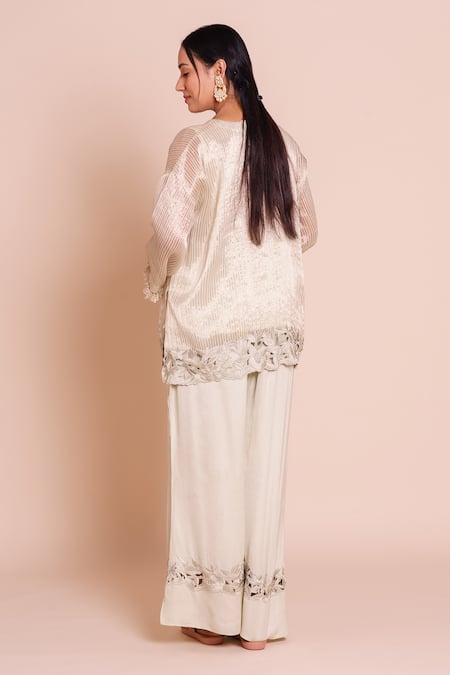 Brij Keya Striped Tissue Short Kurta Set 