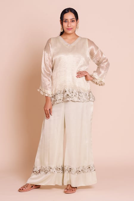 Brij Keya Striped Tissue Short Kurta Set 