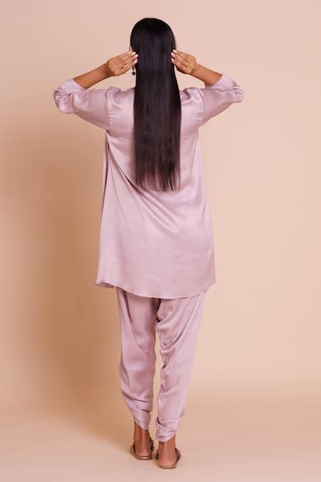 Brij Myra Lavender Embroidered Kurta With Dhoti Pant 