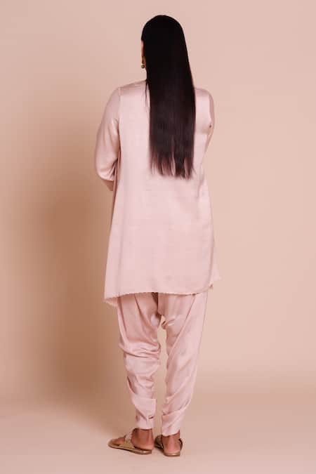 Brij Hoor Onion Pink Embroidered Kurta & Dhoti Pant Set 