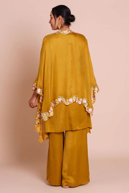 Brij Suhani Mustard Yellow Cape Set 