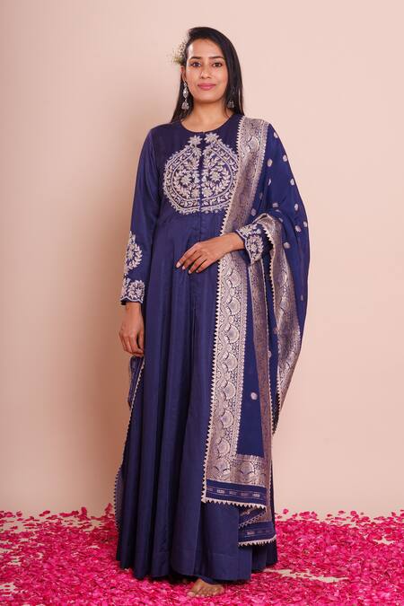 Brij Araadhya Indigo Blue Anarkali Set 