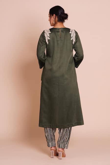 Brij Amaira Bottle Green Embroidered Kurta Set 