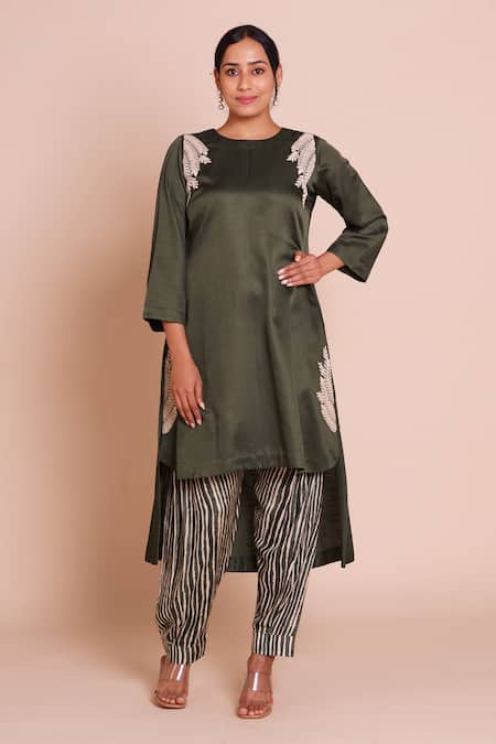 Brij Amaira Bottle Green Embroidered Kurta Set 