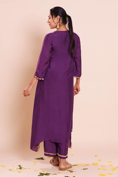 Brij Nysa Purple Embroidered Kurta Set 