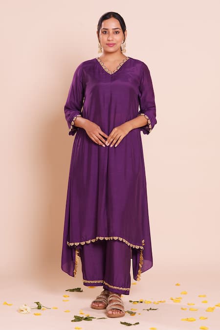 Brij Nysa Purple Embroidered Kurta Set 
