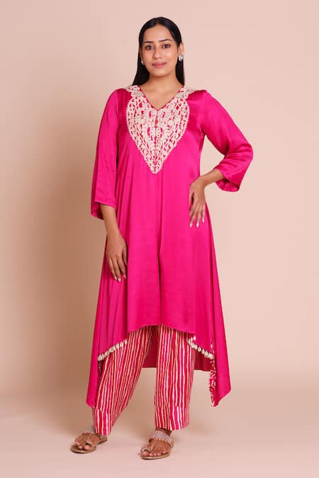 Brij Alaya Pink Embroidered Kurta Set 