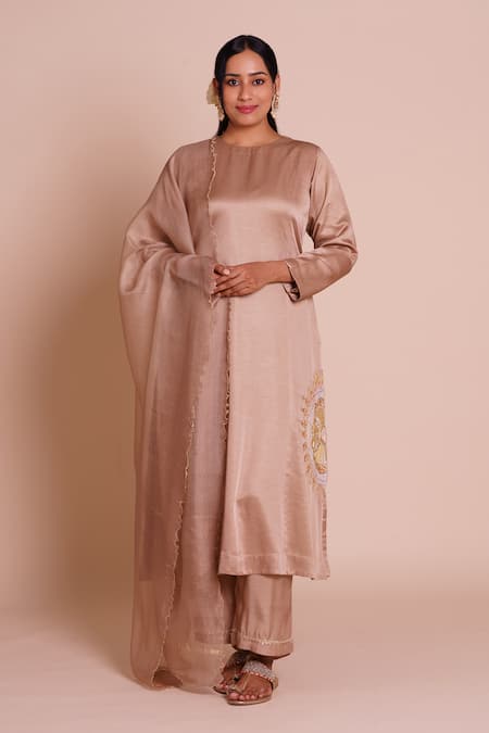 Brij Ruhani Beige Embroidered Kurta Set 