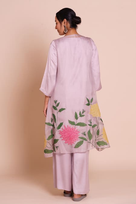 Brij Pihu Lavender Embroidered Jacket Set 