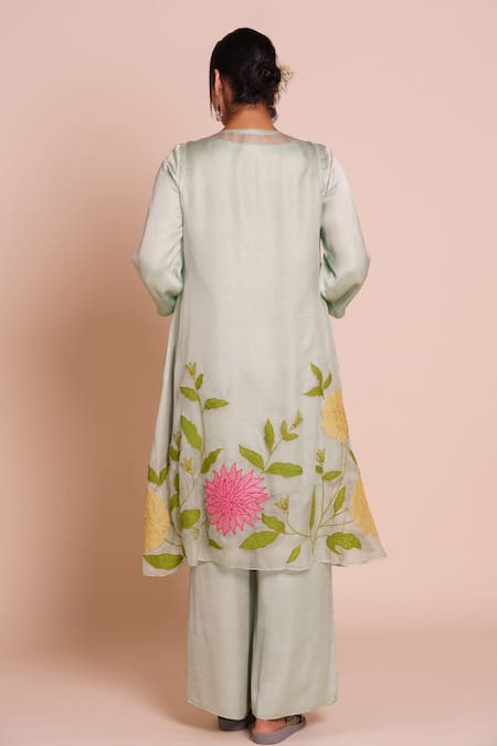 Brij Aria Pastel Green Embroidered Jacket Set 