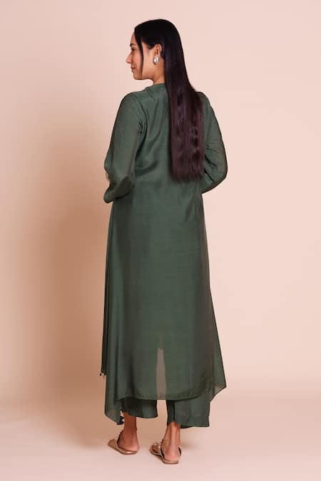 Brij Firan Bottle Green Embroidered Kurta Set 