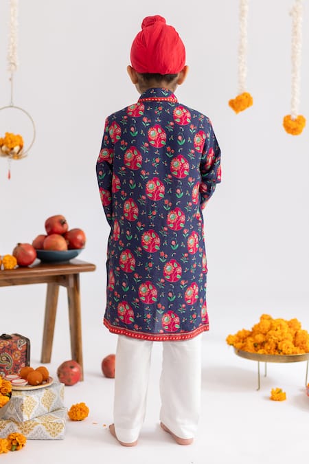 MR Brat Blue Anar Jaal Printed Kurta Set 