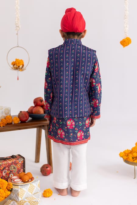 MR Brat Blue Anar Jaal Printed Muslin Bundi Set 