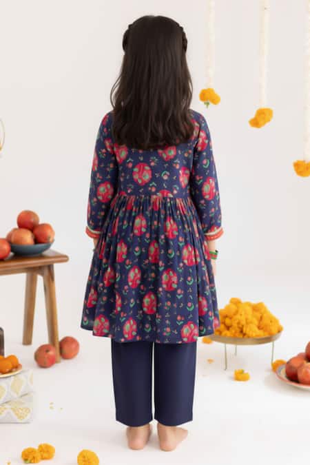 MR Brat Blue Jaal Printed Muslin Angrakha Set 