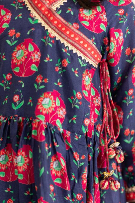 MR Brat_Blue Muslin, Cotton Tassels Jaal Printed Angrakha Set _at_Aza_Fashions