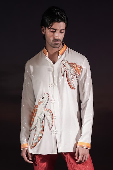 Jubinav Chadha Sequined Turtle Embroidered Short Kurta 