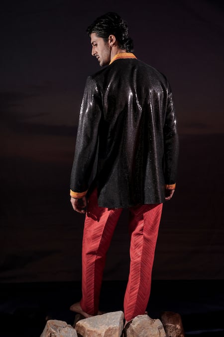 Jubinav Chadha Sequined Turtle Hand-Embroidered Short Kurta 