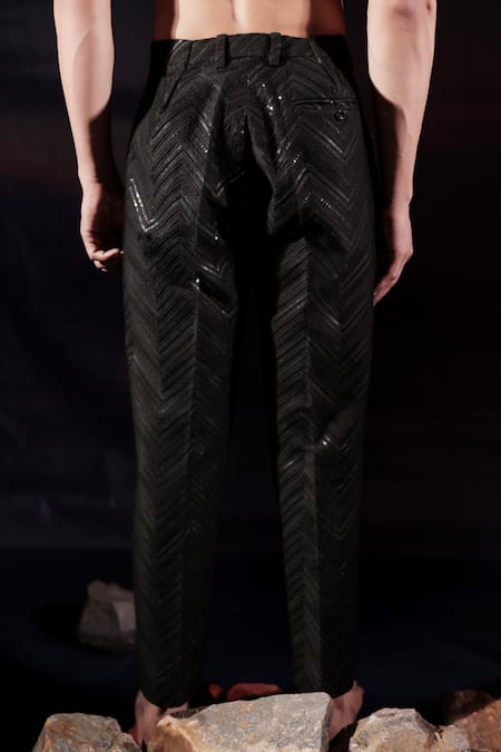Jubinav Chadha Chikankari & Sequin Zigzag Embroidered Pant 