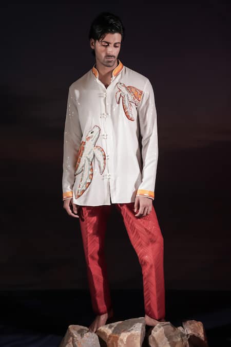 Jubinav Chadha Chikankari Zigzag Sequin Embroidered Pant 