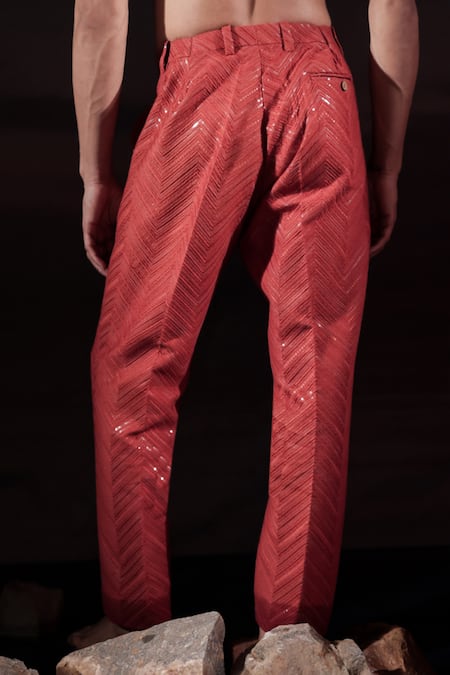 Jubinav Chadha Chikankari Zigzag Sequin Embroidered Pant 