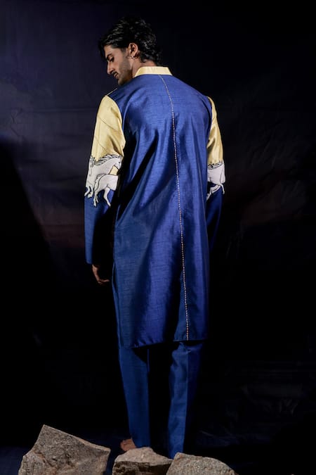 Jubinav Chadha Running Horses Quilted Patchwork Kurta Set 