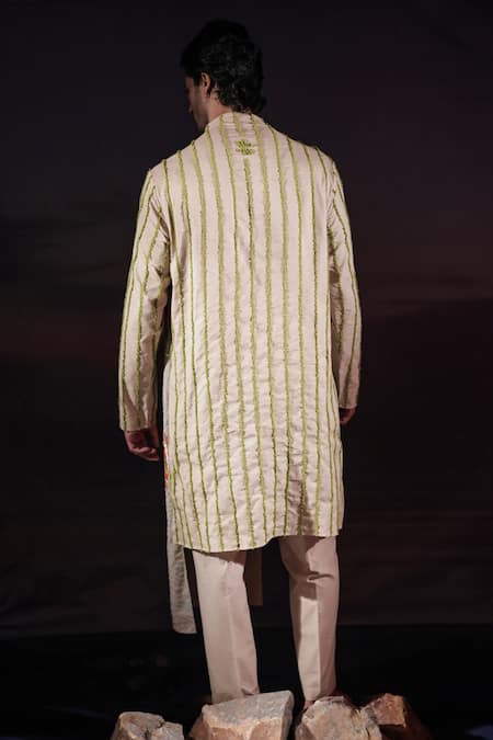 Jubinav Chadha Cowl Paneled Kurta & Pant Set 