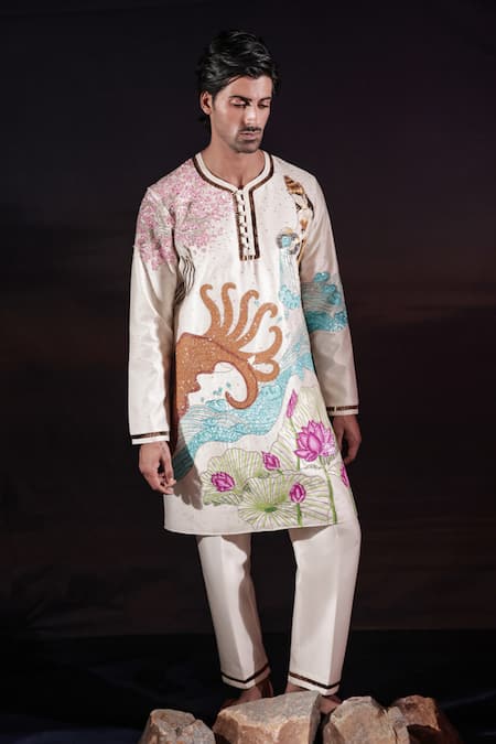 Jubinav Chadha Storytelling Motif Embroidered Kurta & Pant Set 