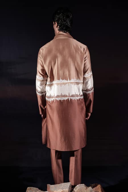 Jubinav Chadha Colorblocked Embroidered Kurta Set With Stole 