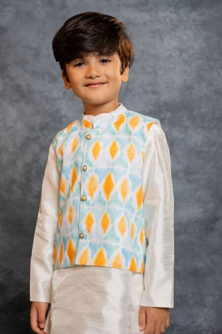 Buy_JILMIL DREAMWEAR_Multi Color Silk Digital Printed Bundi Kurta Set _Online_at_Aza_Fashions