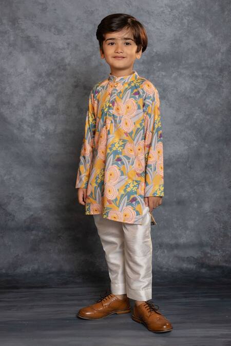 Buy_JILMIL DREAMWEAR_Yellow Cotton Digital Printed Kurta Set _Online_at_Aza_Fashions