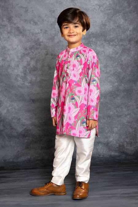 Shop_JILMIL DREAMWEAR_Pink Cotton Digital Printed Kurta Set _Online_at_Aza_Fashions