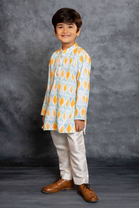 Buy_JILMIL DREAMWEAR_Sky Blue Cotton, Linen Digital Printed Kurta And Pant Set _Online_at_Aza_Fashions