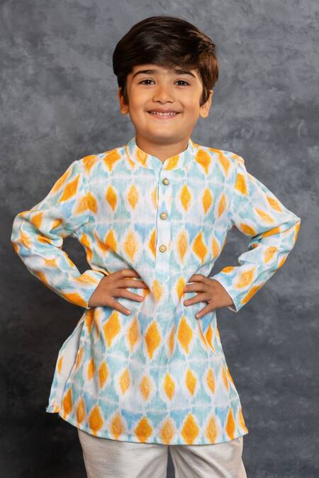 Shop_JILMIL DREAMWEAR_Sky Blue Cotton, Linen Digital Printed Kurta And Pant Set 