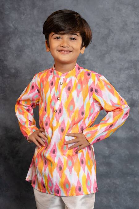 Buy_JILMIL DREAMWEAR_Multi Color Cotton, Linen Digital Print Kurta And Pant Set 