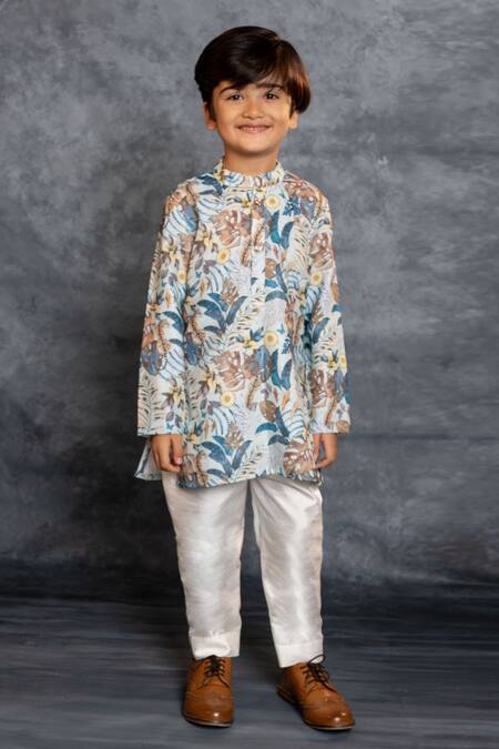 Shop_JILMIL DREAMWEAR_Multi Color Cotton, Linen Digital Print Kurta And Pant Set _Online_at_Aza_Fashions