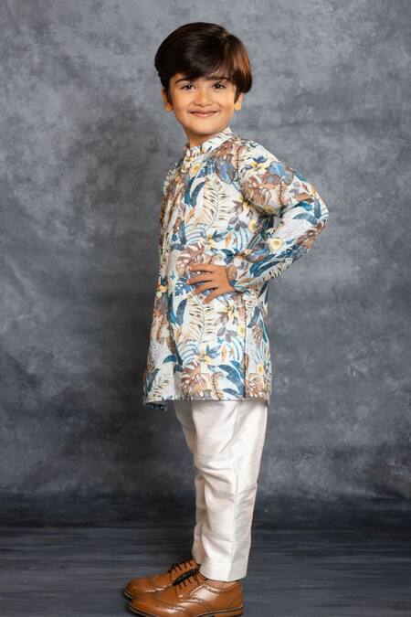 JILMIL DREAMWEAR_Multi Color Cotton, Linen Digital Print Kurta And Pant Set _at_Aza_Fashions