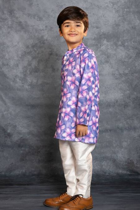 Buy_JILMIL DREAMWEAR_Purple Cotton, Linen Digital Printed Kurta With Pant 