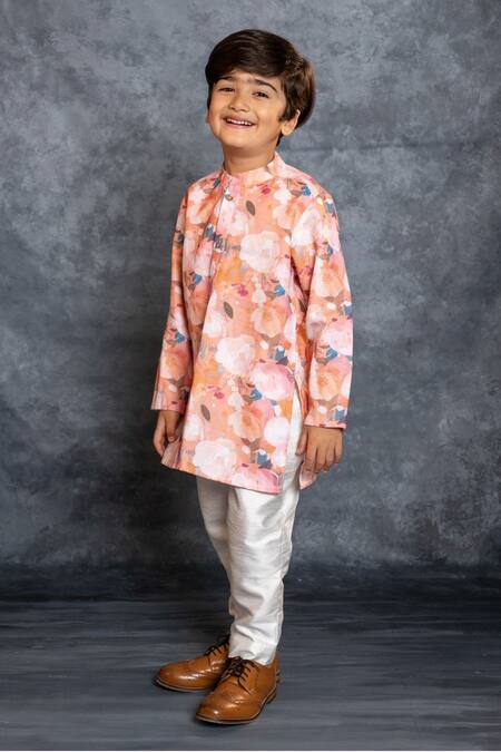 Shop_JILMIL DREAMWEAR_Multi Color Cotton, Linen Digital Printed Kurta And Pant Set _Online_at_Aza_Fashions