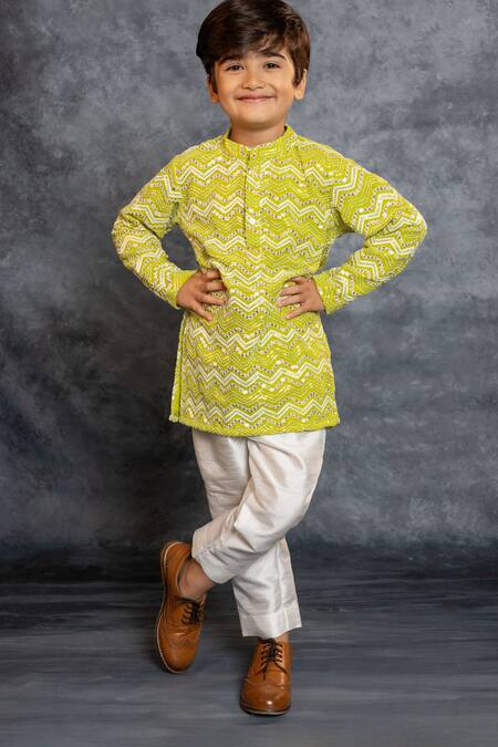 Buy_JILMIL DREAMWEAR_Green Georgette Embroidery Kurta Set _Online_at_Aza_Fashions