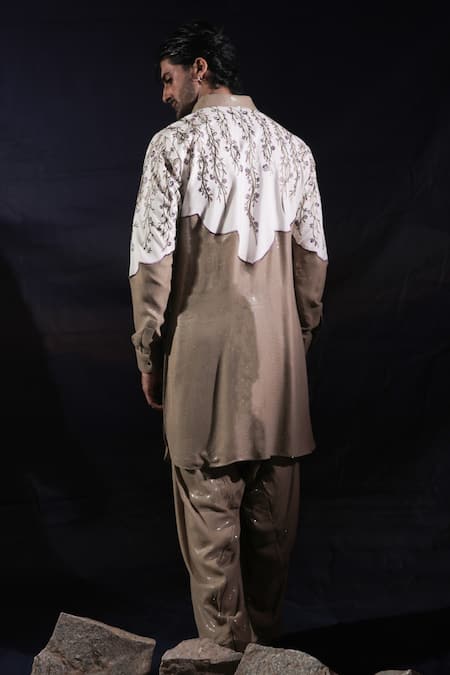 Jubinav Chadha Sequined Georgette Pathani Kurta & Salwar Set 