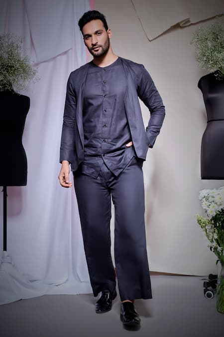 Echke Charcoal Grey Linen Shirt 