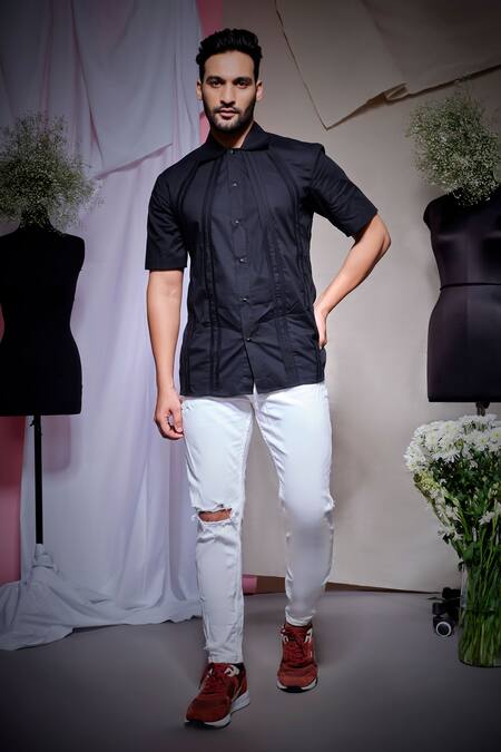 Echke_Black Cotton Zara Shirt _Online_at_Aza_Fashions