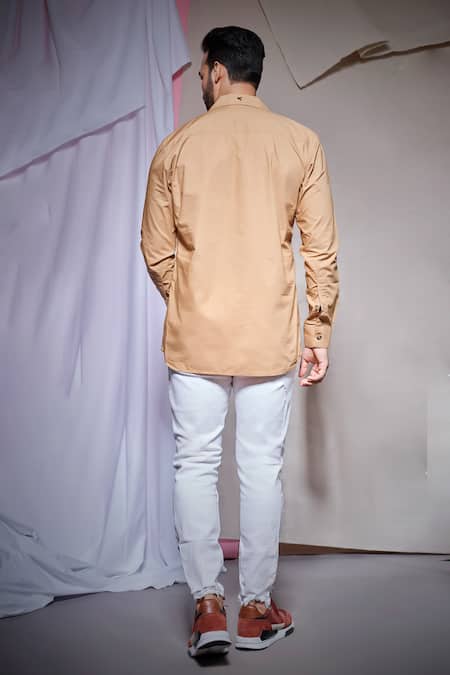 Echke Khaki One Side Flap Shirt 